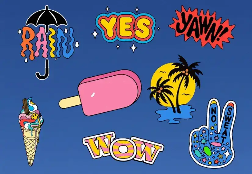Playful candy color sticker designs